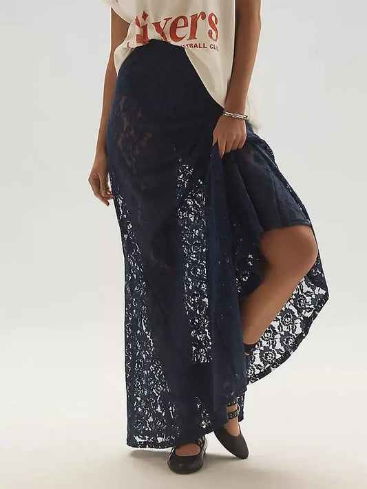 Navy Lace Skirt