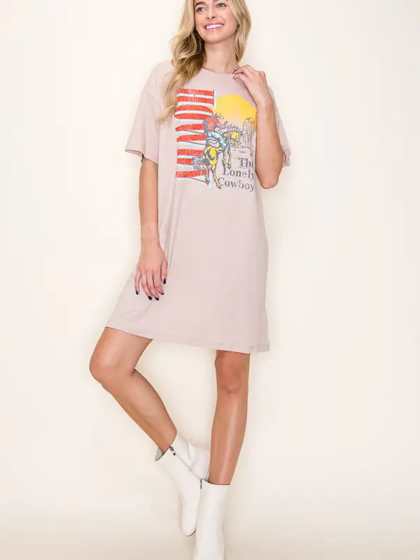Graphic Tee Dress Lonely Cowboy