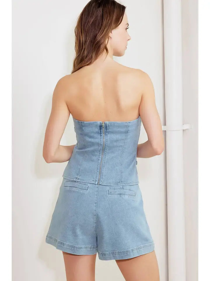 Duki Denim Strapless top