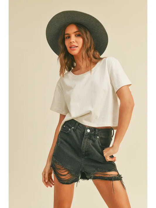 White Cropped tee
