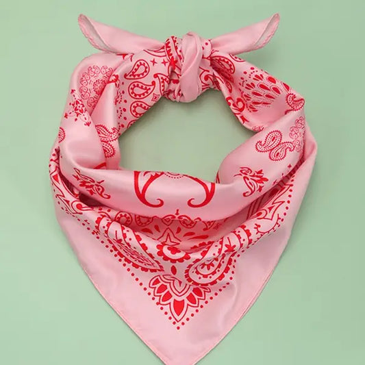 Paisley Pink Silky Feel Bandana Scarf