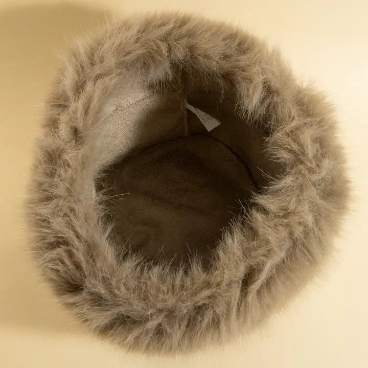 Vintage Faux Fur Winter Hat Brown