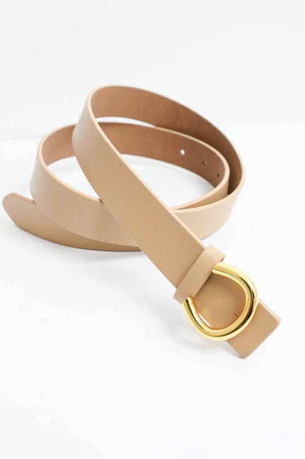 Beige Minimalist Gold Horseshoe Belt