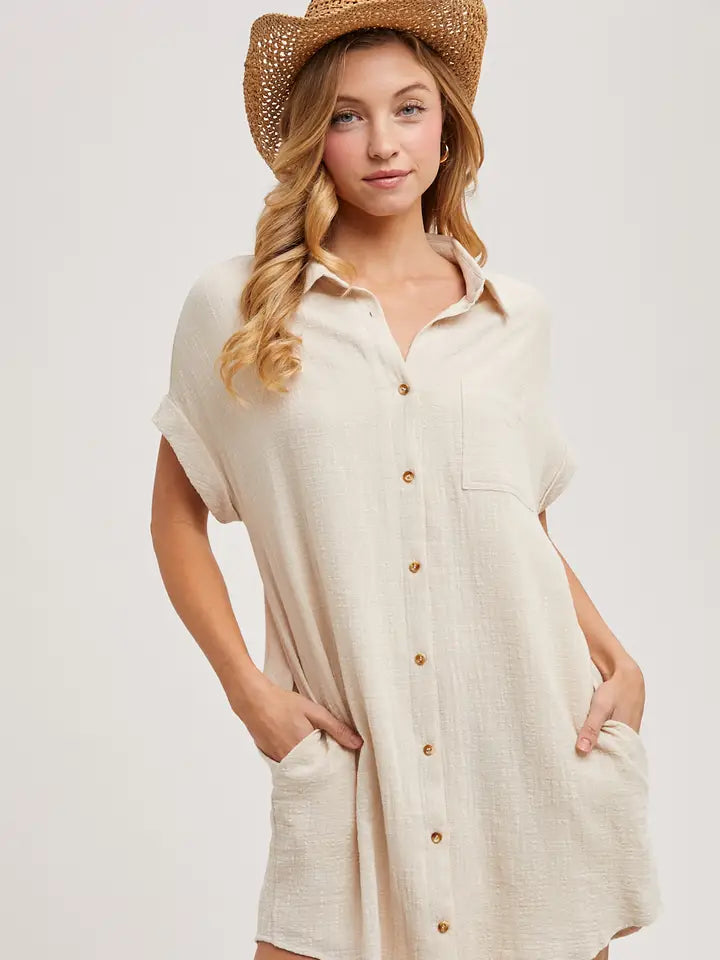 Anays Short Button up Dress