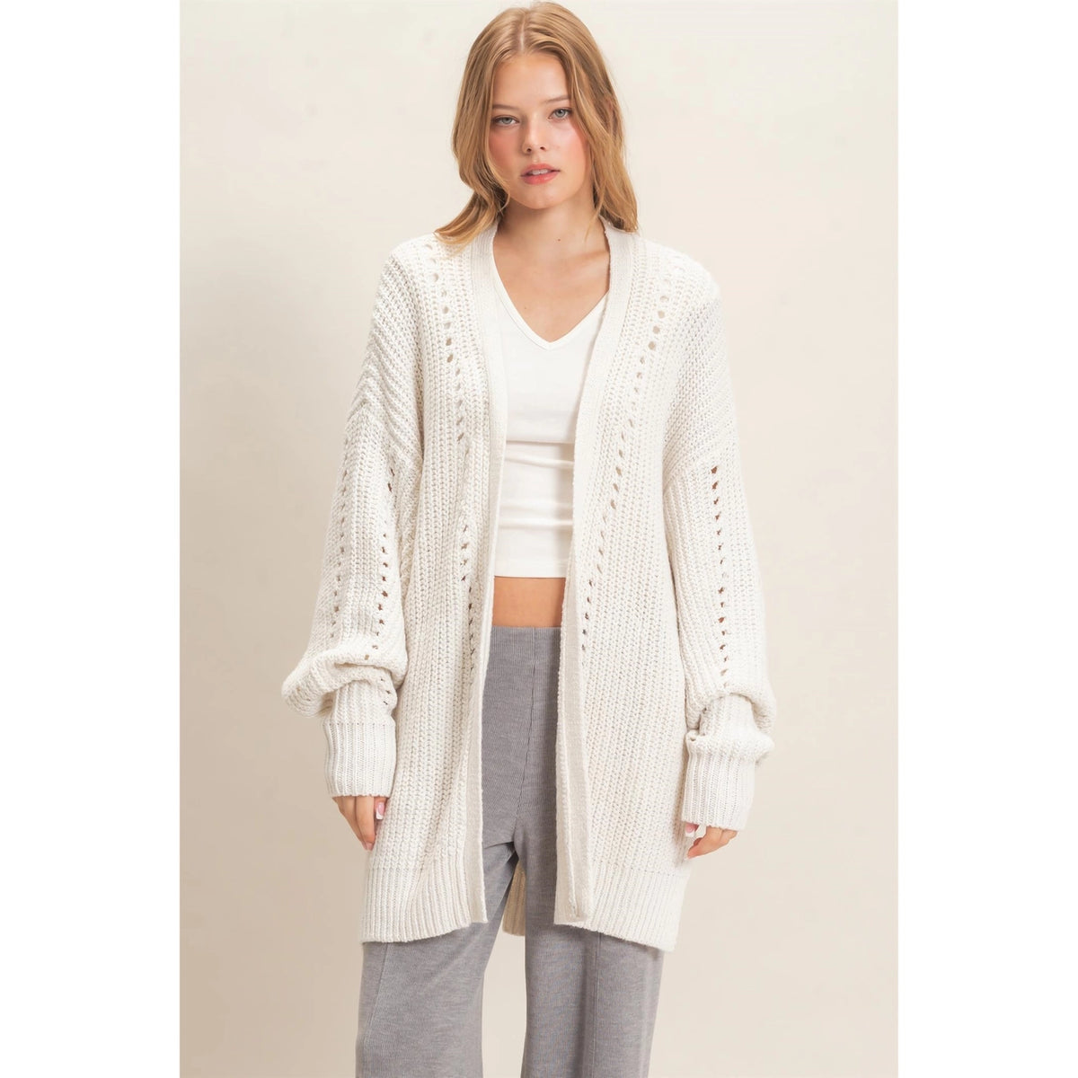 Ceiny White Knit Cardi