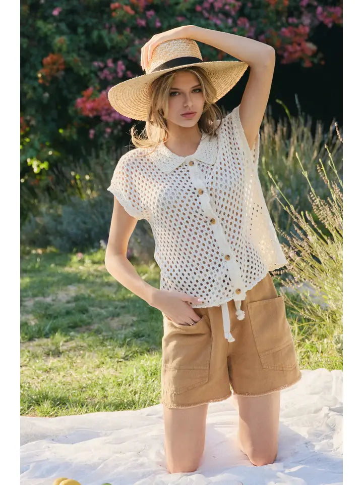 Natasha Crochet White Cardi