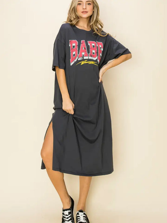 Graphic Tee Dress "Babe"