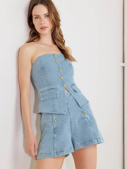 Duki Denim Strapless top