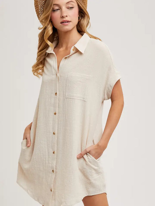 Anays Short Button up Dress