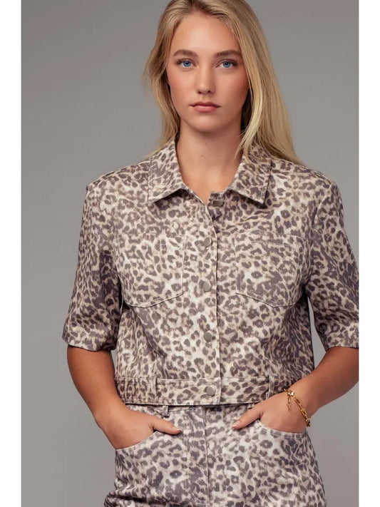 Leopard Print Cropped Jacket