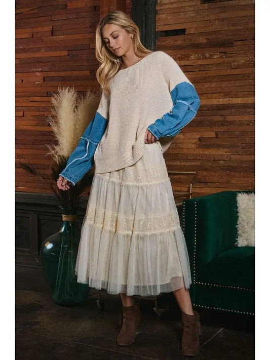 Crest Lace and Mesh Skirt